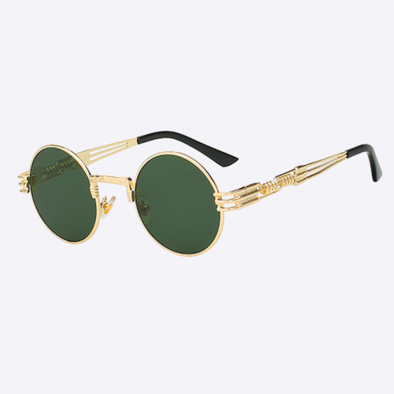 2 Chainz Vintage Sunglasses - Steampunk Round Shades Sunglasses Black