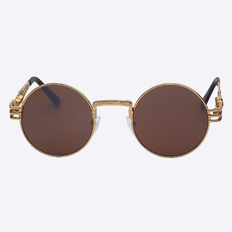2 Chainz Vintage Sunglasses - Steampunk Round Shades Sunglasses Brown