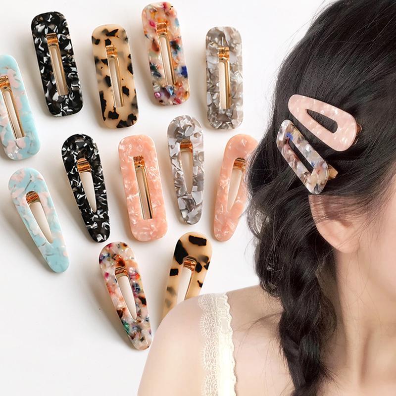 Acrylic Colorful Hair Clip Barrettes Hair Accessories Pink Blue A