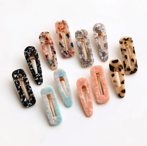 Acrylic Colorful Hair Clip Barrettes Hair Clips Pink Blue Oval