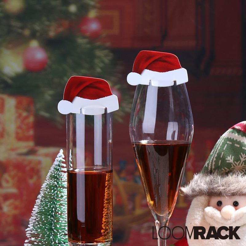 10 Pieces Christmas Santa Hat Wine Glass Decoration (TestShipping-20)