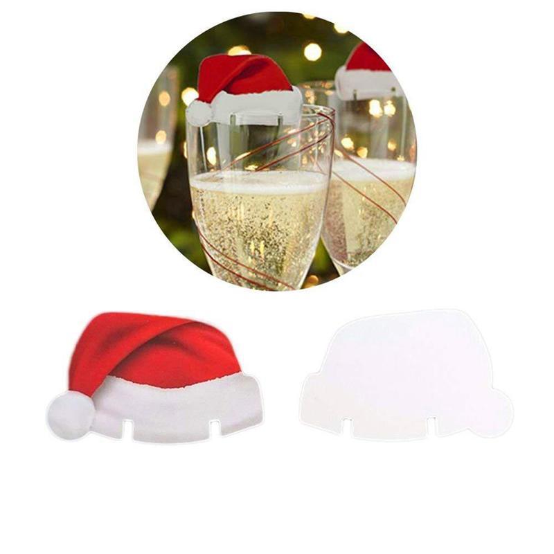 loomrack 10 PCS Christmas Santa Hat Wine Glass Decoration Christmas Accessories