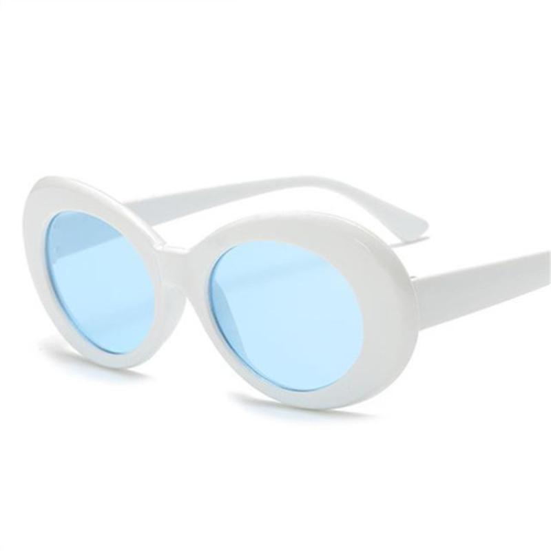 loomrack 60s Round Bold Framed Sunglassses Sunglasses Clear Blue