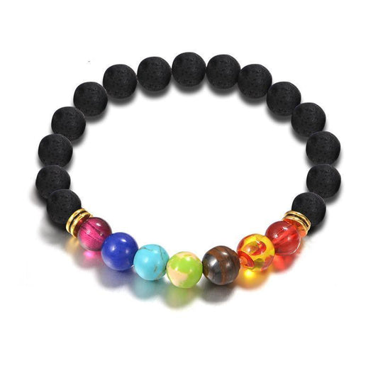 loomrack 7 Chakras Healing Bracelet with Natural Lava Beads Strand Bracelets