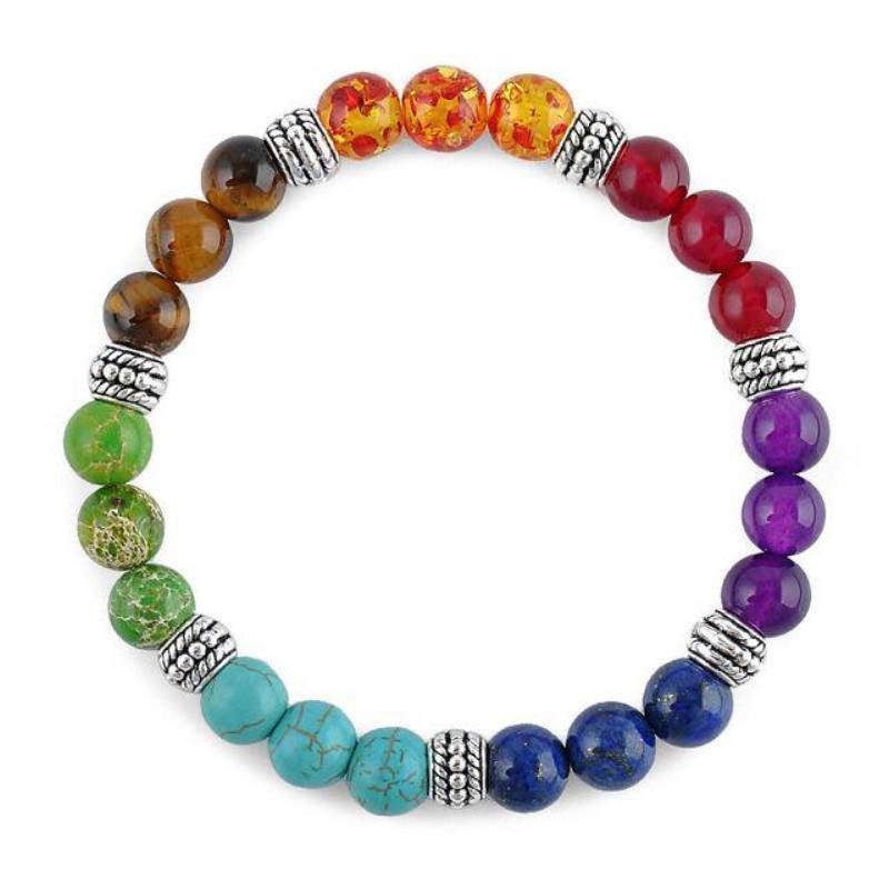 loomrack 7 Chakras Healing Bracelet with Natural Lava Beads Strand Bracelets Chakra