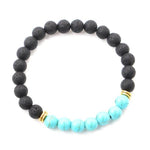 loomrack 7 Chakras Healing Bracelet with Natural Lava Beads Strand Bracelets Sky Blue