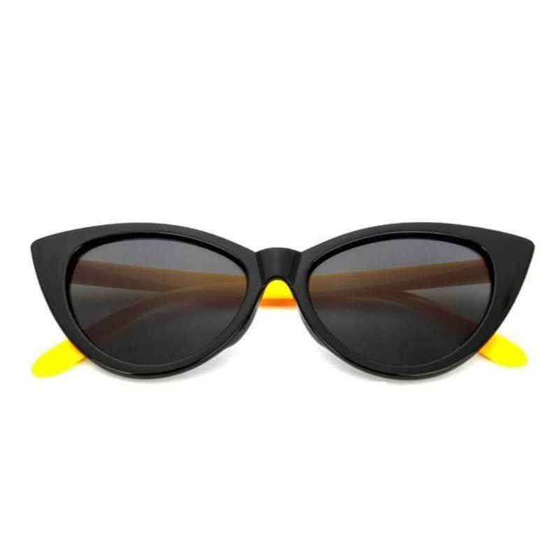 loomrack 90s Retro Lady Cat Eye Pointed Tip Sunglasses Sunglasses yellow leg