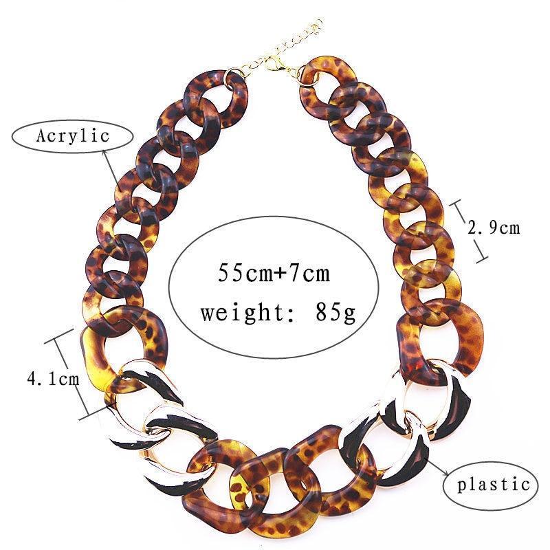 loomrack Acrylic Link Chain Leopard Choker Necklace Necklaces