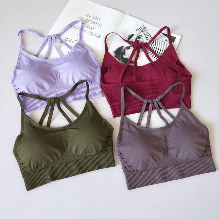 Adjustable Strappy Seamless Wireless Push Up Sports Bra