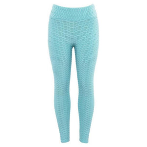 loomrack Super High Waist Textured Leggings Leggings Sky Blue / S